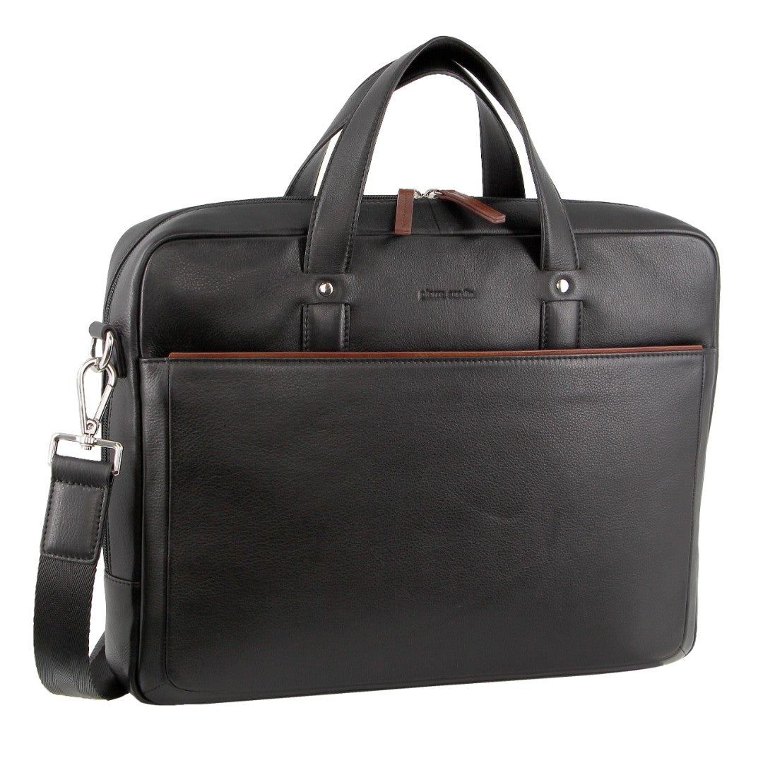 Laptop Pierre Cardin Leather Multi-Compartment Business Bag Travel Pretas | 0546-YXGSW