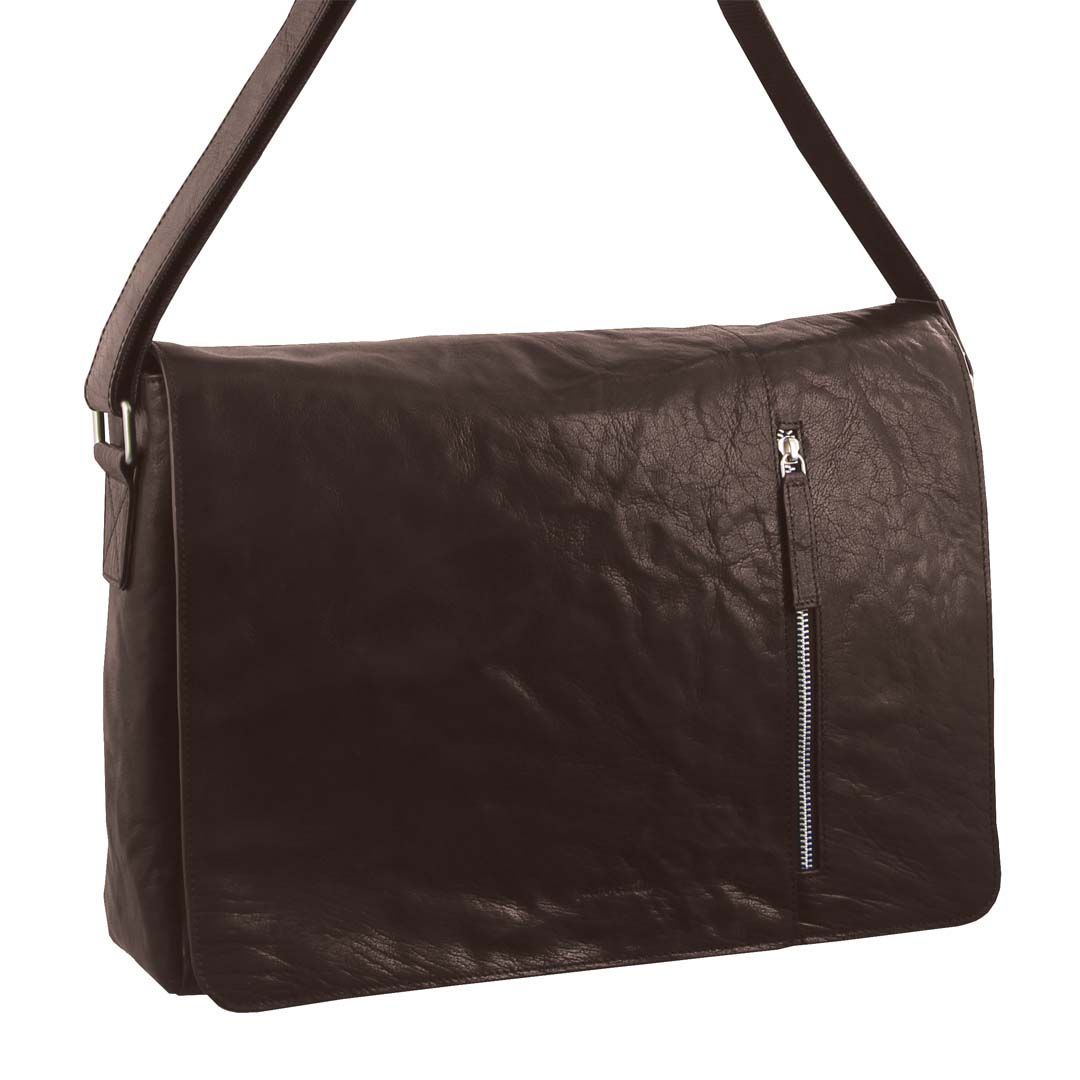 Laptop Pierre Cardin Rustic Leather Computer Messenger Bag Travel Marrom | 2857-LANKW