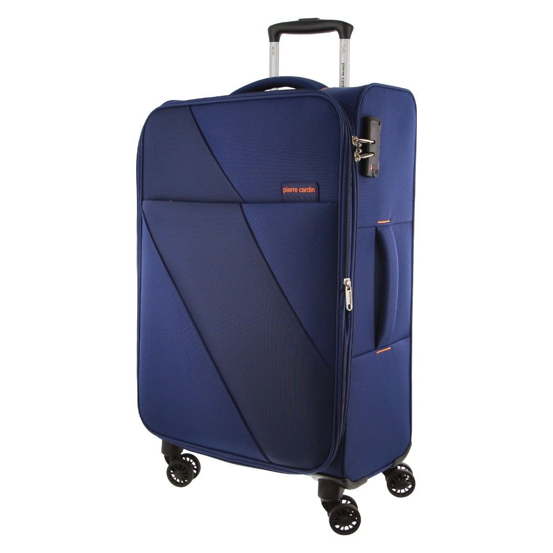 Large Cases Pierre Cardin 78cm LARGE Soft Shell Suitcase Travel Azul Marinho | 7891-NXUVE