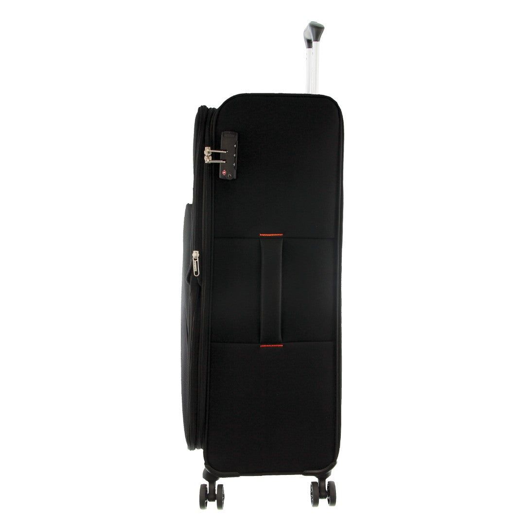 Large Cases Pierre Cardin 78cm LARGE Soft Shell Suitcase Travel Pretas | 6524-IGLTQ