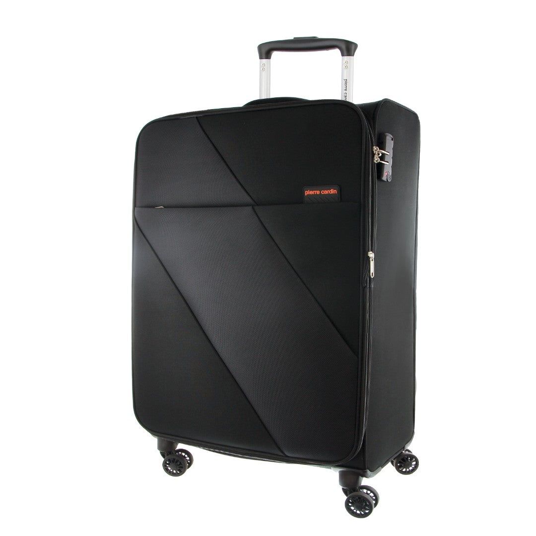 Malas De Viagem Pierre Cardin 55cm CABIN Soft-Shell Suitcase Travel Pretas | 0135-RHBFL