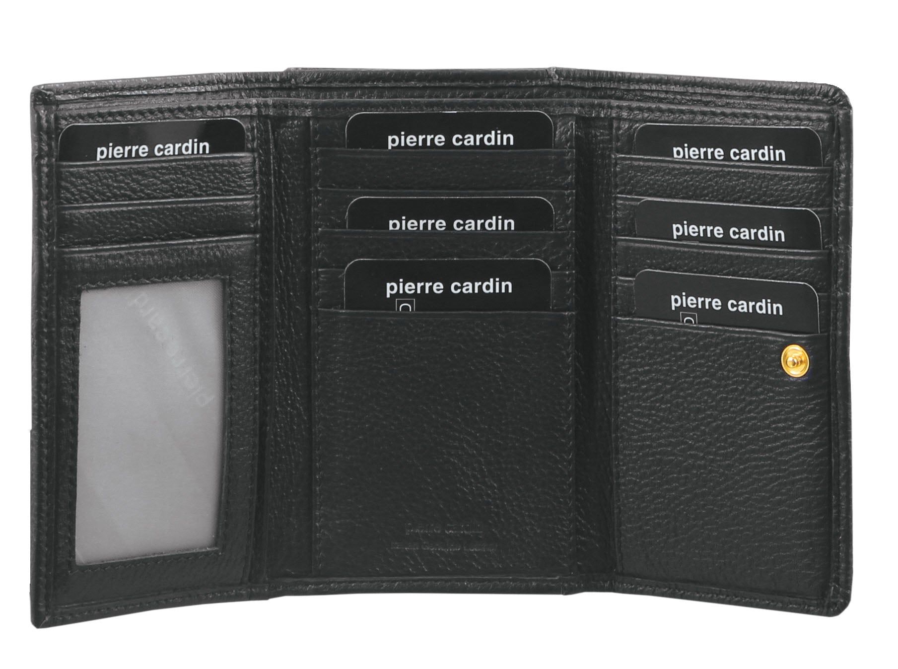 Medium Wallets Pierre Cardin Leather Tri-Fold Wallet Feminino Pretas | 9420-TVMKB