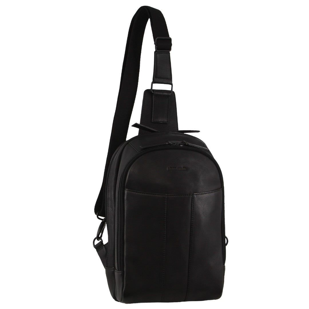 Mochilas Pierre Cardin Leather Sling Bag Masculino Pretas | 9860-FSBEI