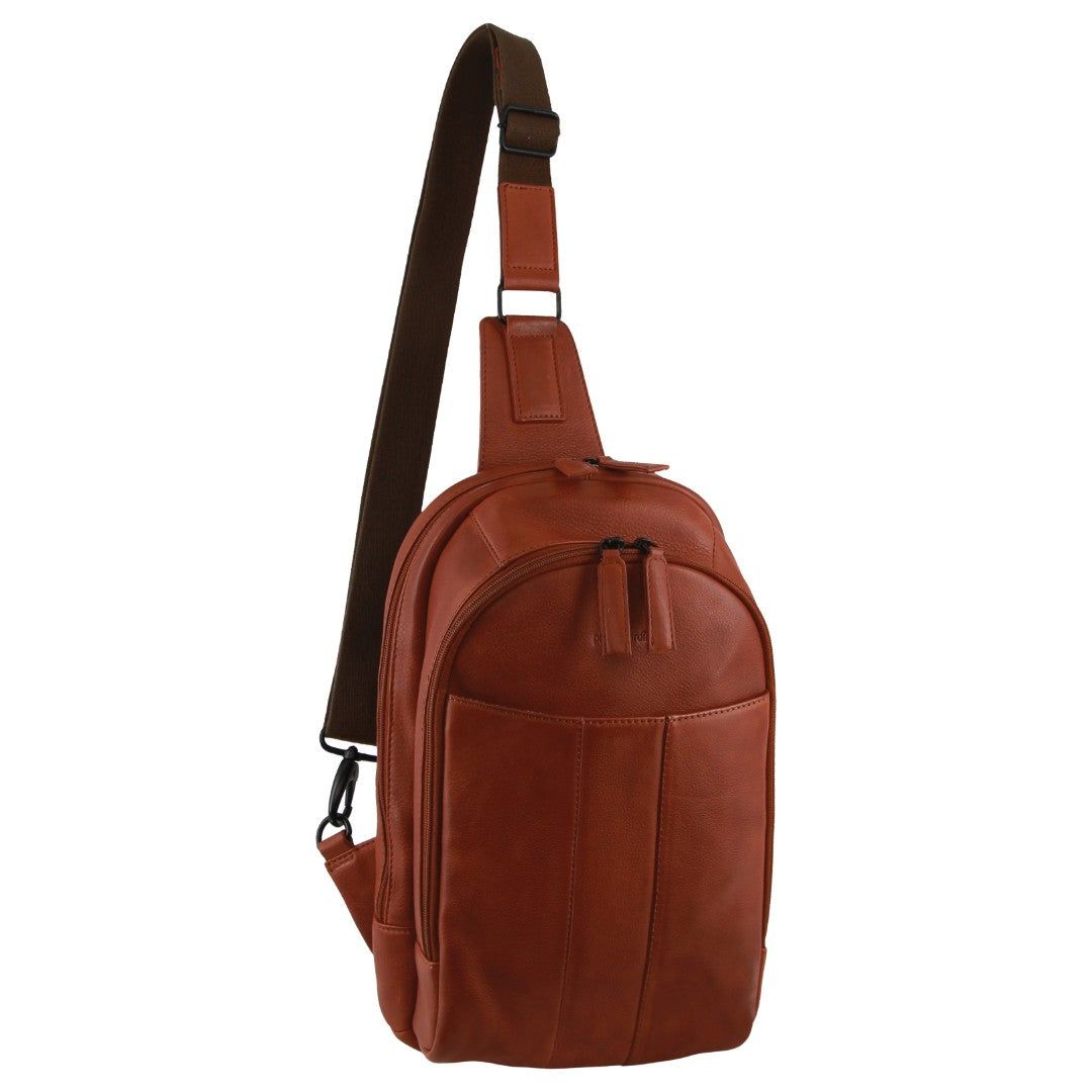 Mochilas Pierre Cardin Leather Sling Bag Masculino Marrom | 6590-KCDGU