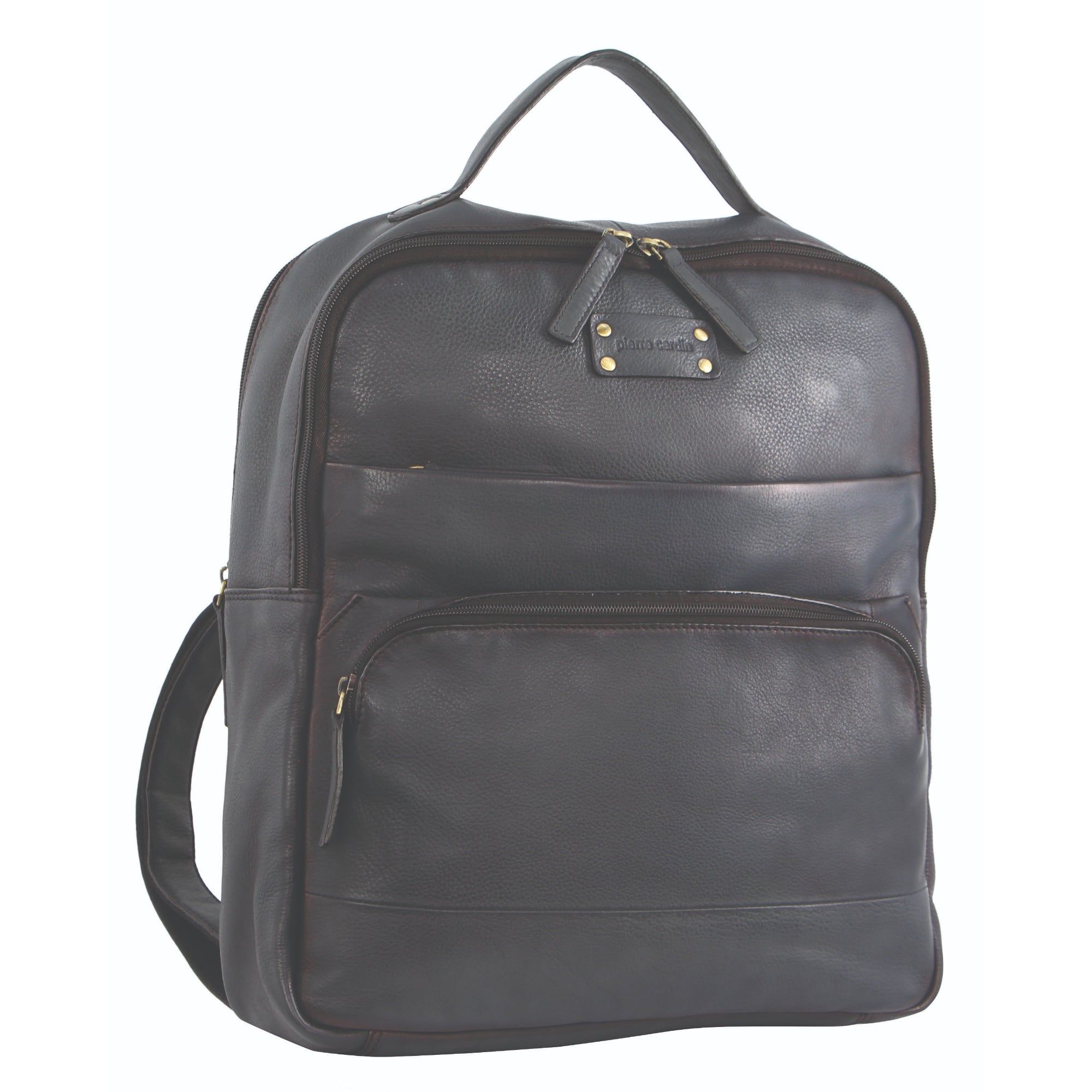 Mochilas Pierre Cardin Rustic Leather Business Backpack Computer Bag Feminino Pretas | 8092-ZQAIG