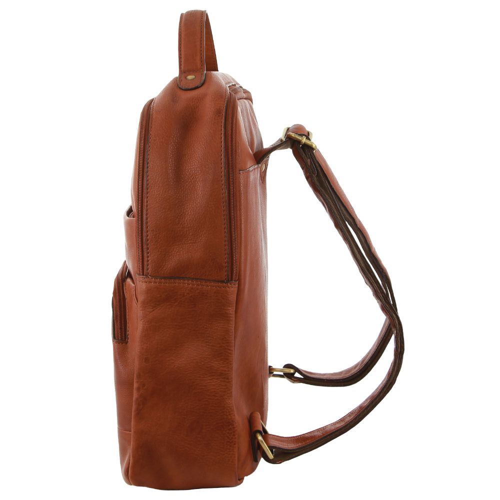 Mochilas Pierre Cardin Rustic Leather Business Backpack Computer Bag Masculino Marrom | 7039-IWRHG