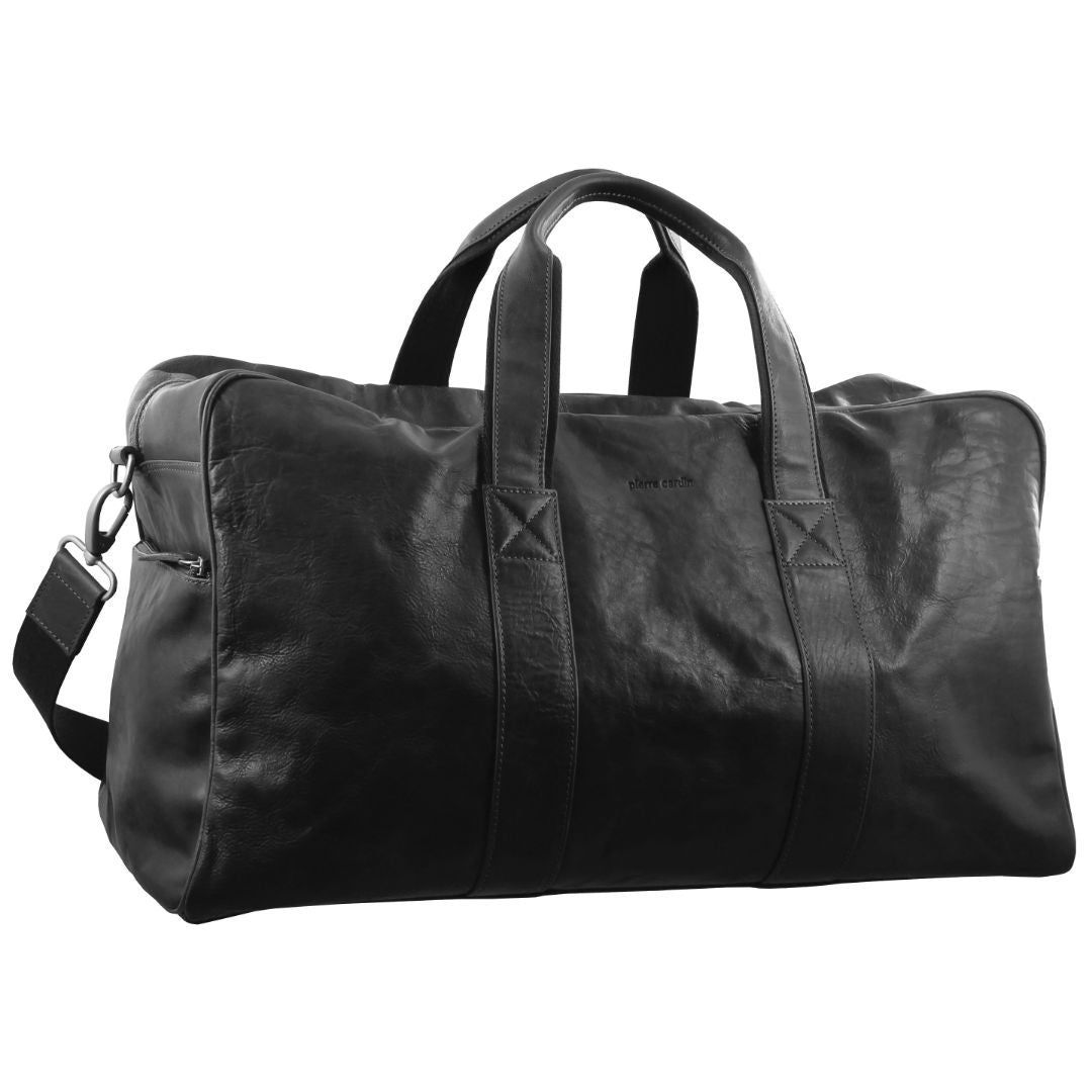 Overnight Bags Pierre Cardin Rustic Leather Business Overnight Bag Travel Pretas | 1240-ERDCU