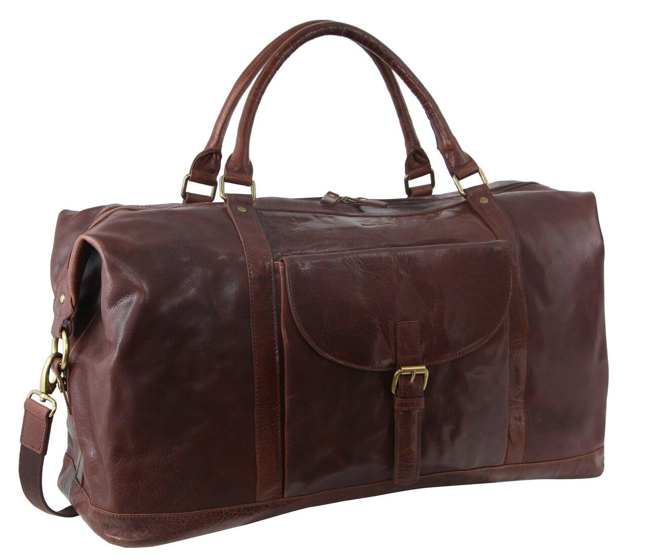 Overnight Bags Pierre Cardin Rustic Leather Business Overnight Bag Travel Chocolate | 9048-RESWH