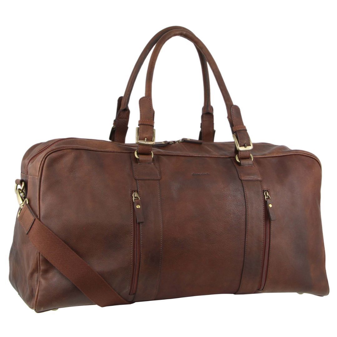 Overnight Bags Pierre Cardin Rustic Leather Business Overnight Bag Travel Chocolate | 3854-IUWOC