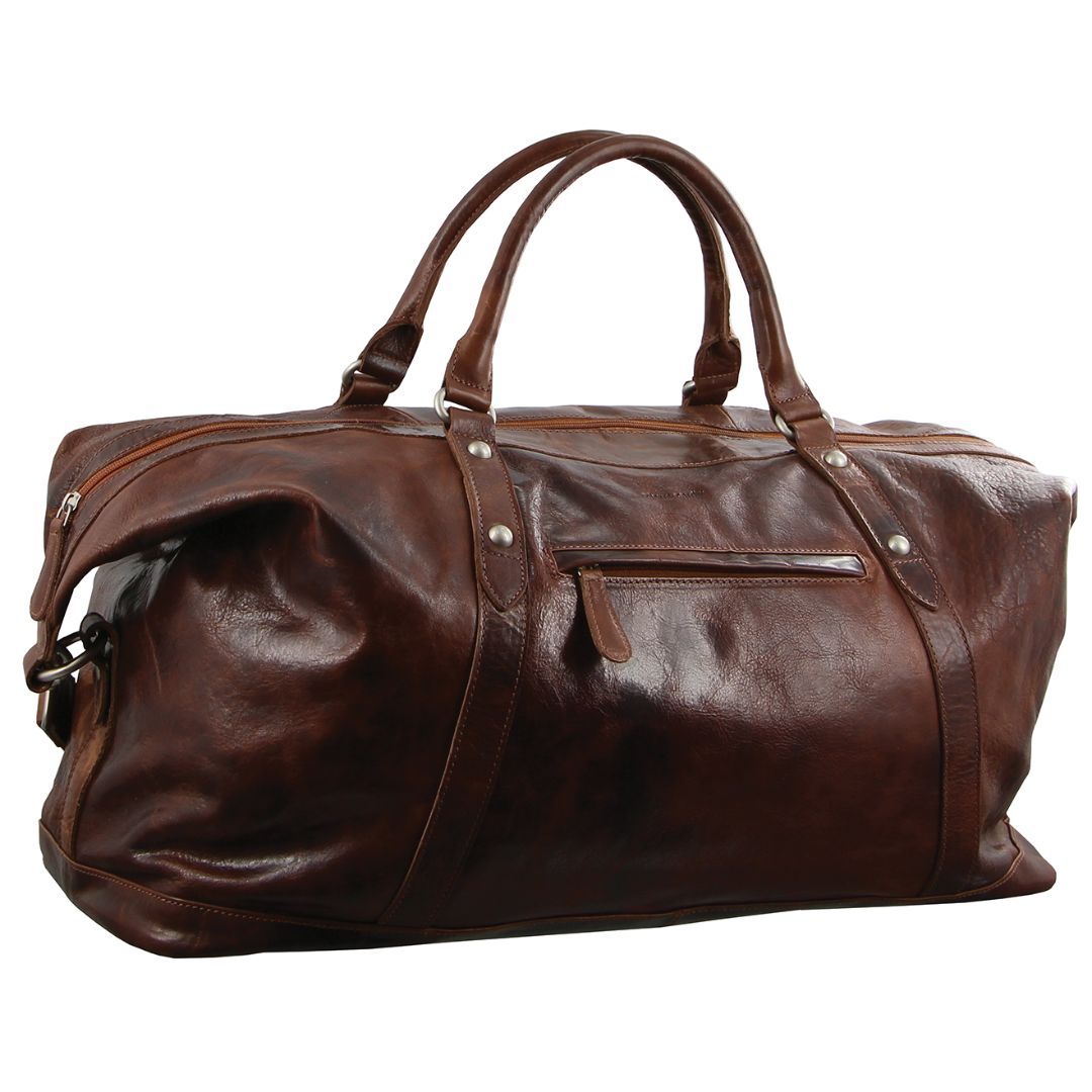 Overnight Bags Pierre Cardin Rustic Leather Business Overnight Bag Travel Marrom | 3761-JDTCV