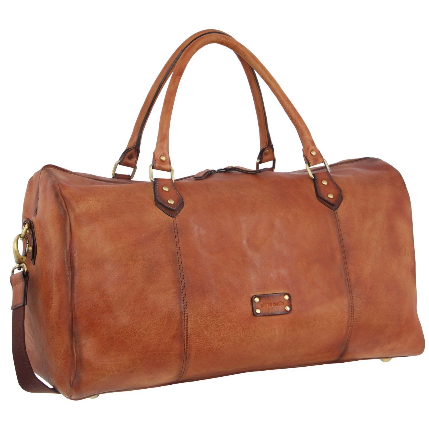 Overnight Bags Pierre Cardin Smooth Leather Overnight Bag Masculino Marrom | 0259-TDZKP