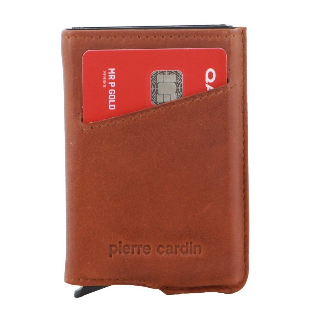 Porta Cartões Pierre Cardin Leather Smart Slide Card Holder Tab Wallet Masculino Marrom | 1873-PWOAJ