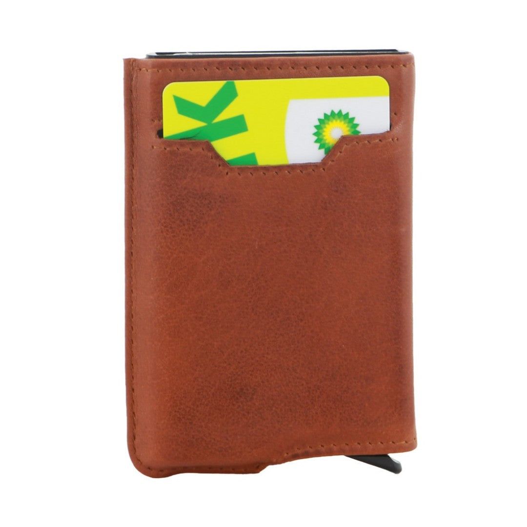 Porta Cartões Pierre Cardin Leather Smart Slide Card Holder Tab Wallet Masculino Marrom | 1873-PWOAJ