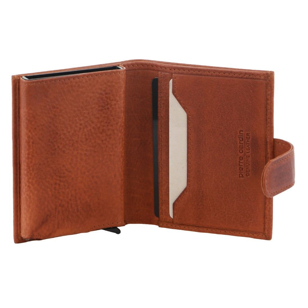 Porta Cartões Pierre Cardin Leather Smart Slide Card Holder Tab Wallet Masculino Marrom | 1290-KCXIA