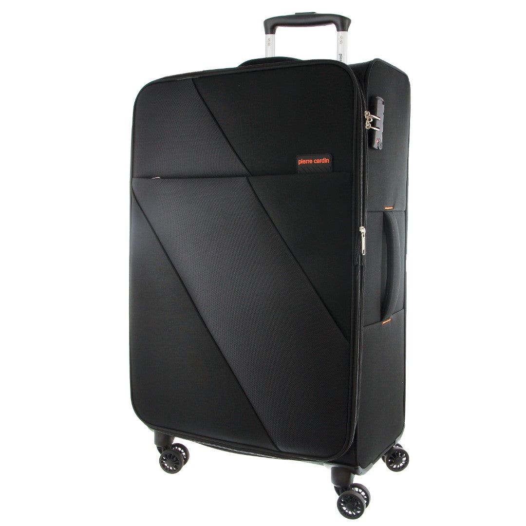 Soft Shell Cases Pierre Cardin 78cm LARGE Soft Shell Suitcase Travel Pretas | 8793-GLTSA