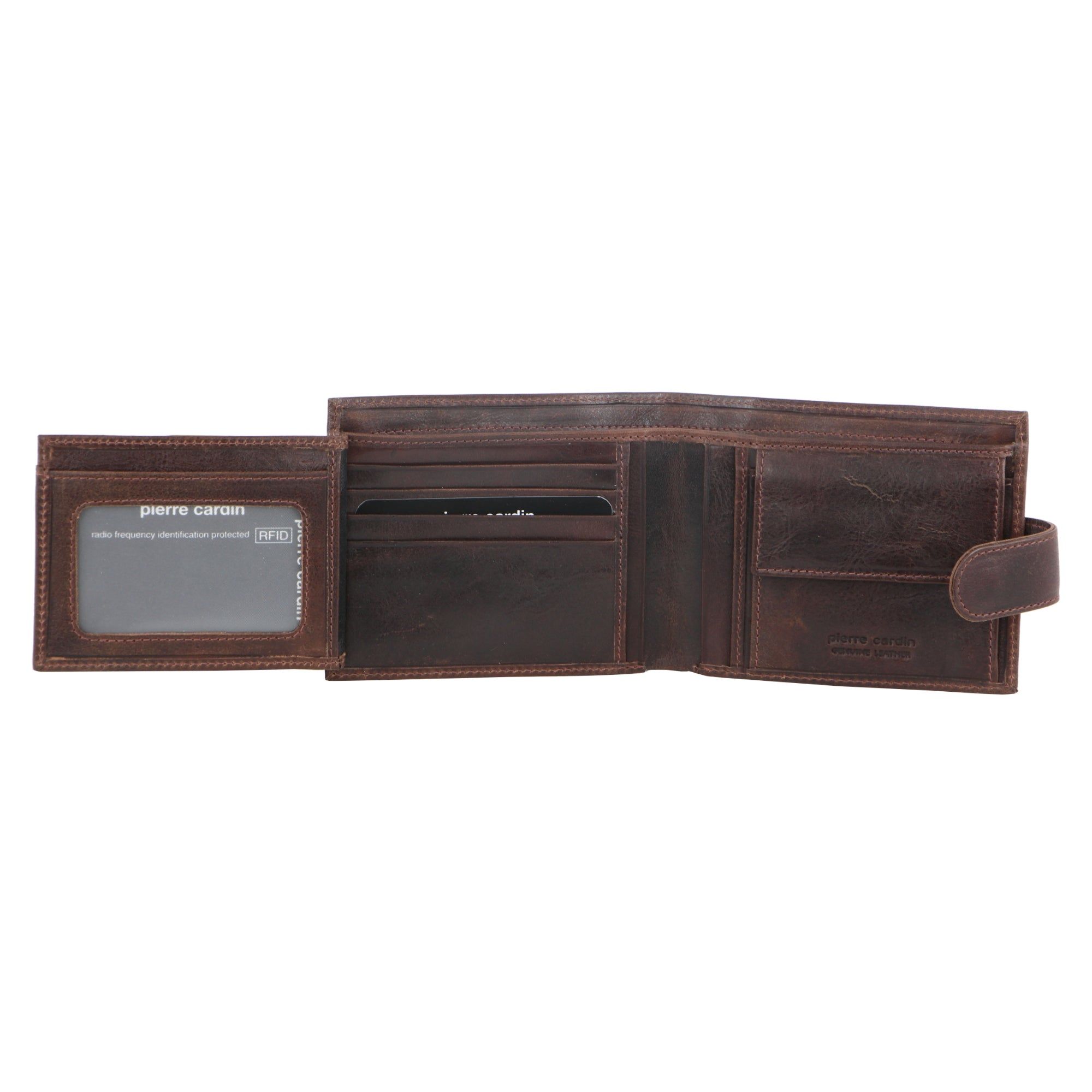 Tab Wallets Pierre Cardin Italian Leather Tab Wallet Masculino Chocolate | 8236-NTLGR