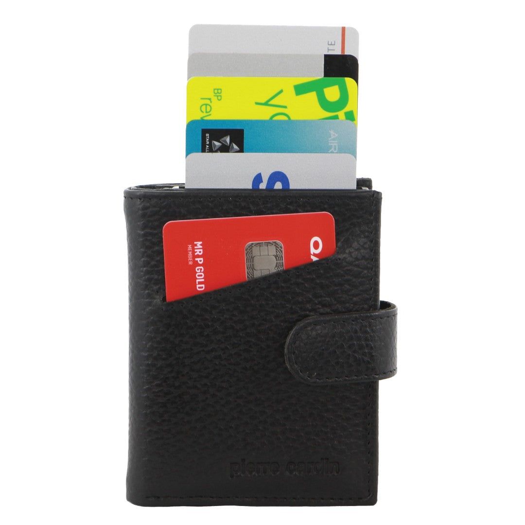 Tab Wallets Pierre Cardin Leather Smart Slide Card Holder Tab Wallet Masculino Pretas | 4526-DSPVH